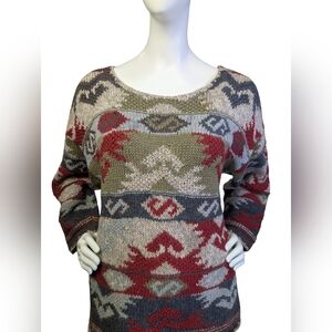 Vintage 100% Wool Andean Folk Art Sweater | Neutral Colours | Size M/L